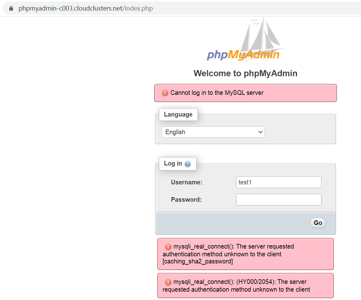 Cannot log in to MySQL via phpMyAdmin